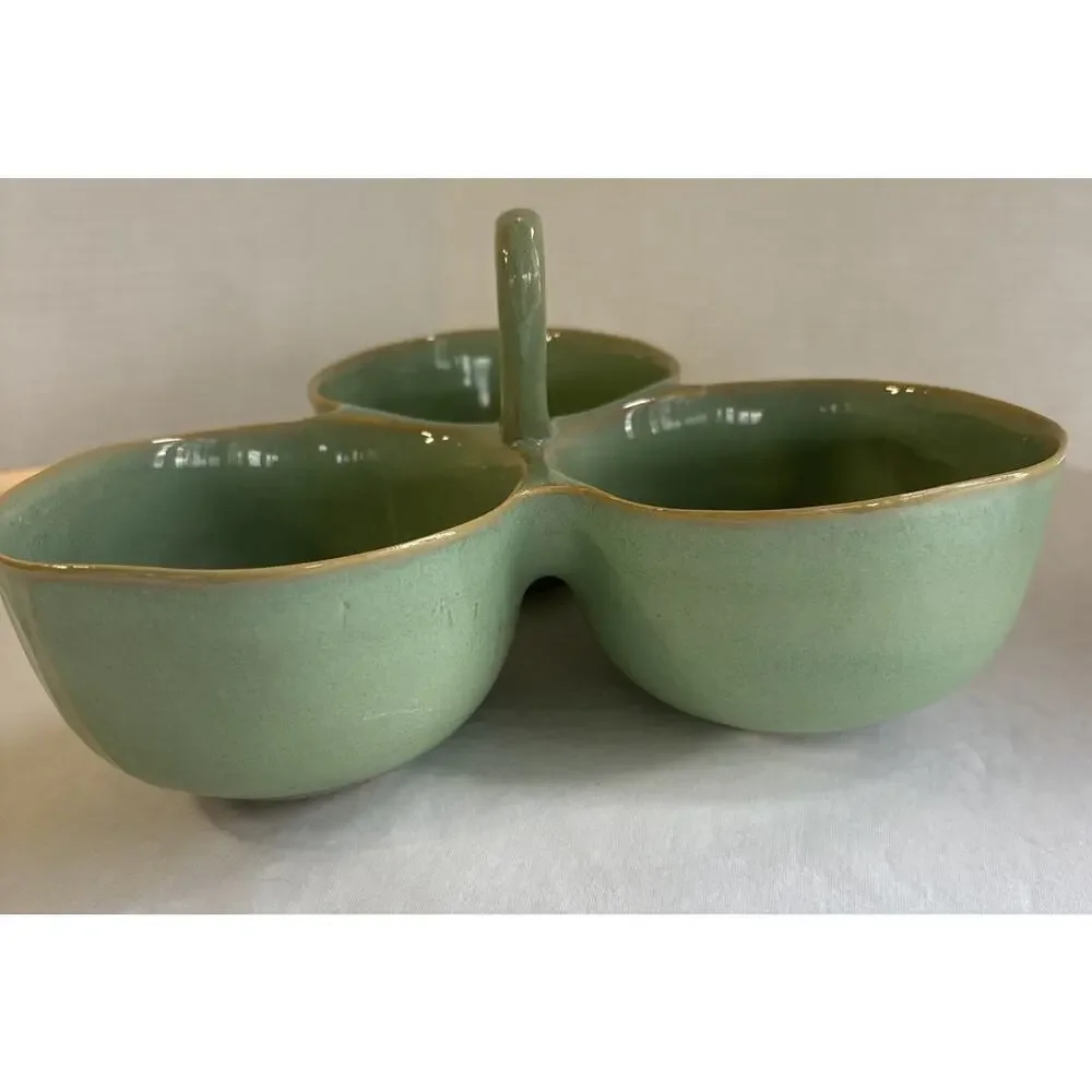 Karen Neuburger 3 Part Condiment Server With Middle Handle Willow Collection - Picture 4 of 10